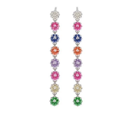 Warm Fortune 18K Gold Plated Rainbow Round Cubic Zirconia Drop Earrings for Women Hypoallergenic - Valentine's Day, Mother's Day, Birthday Gift for Her