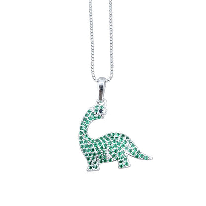 Warm Fortune Sparkling Dinosaur Pendant Necklace for Women: 18K Gold Plated, Adjustable Chain (18"+2") with Sparkling CZ | Adorably Cute, a Romantic Accent for Her