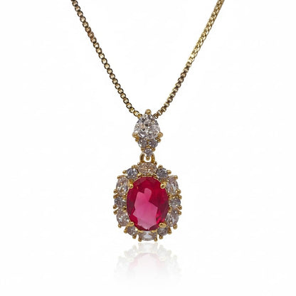 Warm Fortune Cubic Zirconia Pendant Necklace for Women,18K Gold Plated,16 inch + 2inch Chain