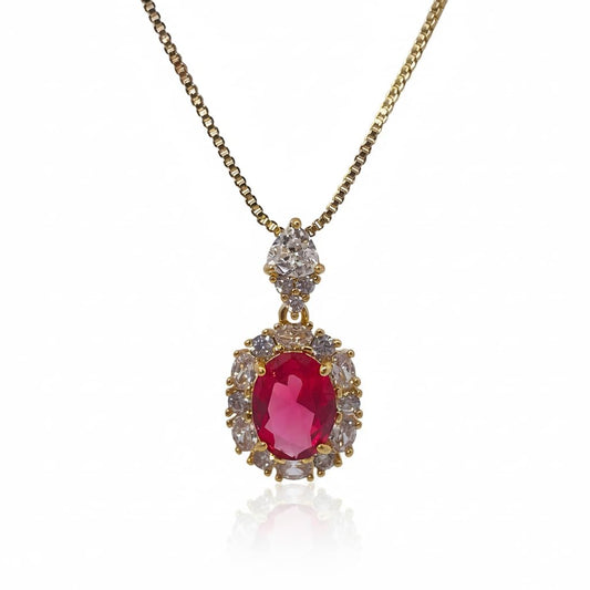 Warm Fortune Cubic Zirconia Pendant Necklace for Women,18K Gold Plated,16 inch + 2inch Chain