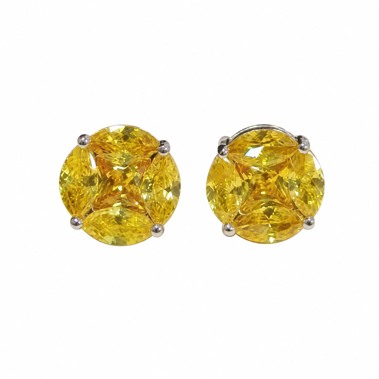 Warm Fortune 18K White Gold Plated Cushion Cut CZ Stud Earrings