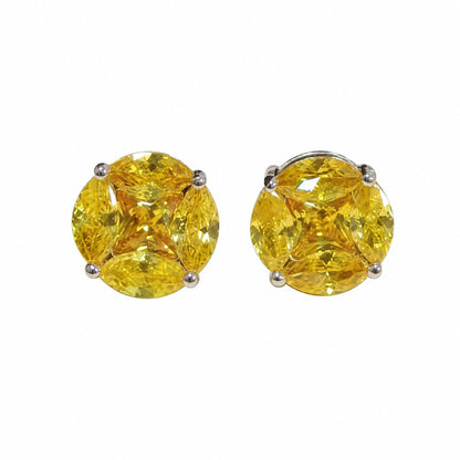 Warm Fortune 18K White Gold Plated Cushion Cut CZ Stud Earrings