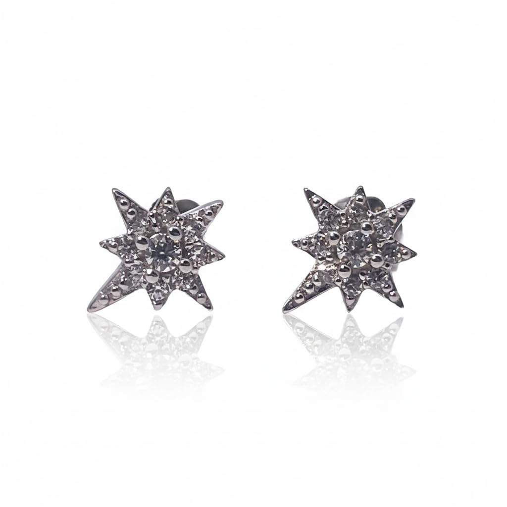 Warm Fortune Cubic Zirconia Stud Earrings for Women, 925 Sterling Silver with 18K White Gold Plated Hypoallergenic