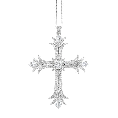 Warm Fortune Ornate Cross Pendant Necklace for Women: 18K Gold Plated, Adjustable Chain (18"+2") with Sparkling CZ | A Dazzling Statement for Glamorous Events