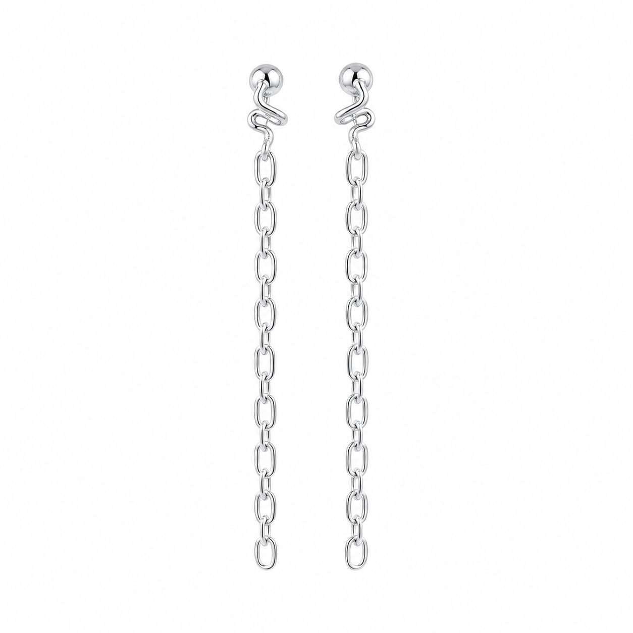 Warm Fortune 18K White Gold Plated Long Chain Dangle Earrings for Women