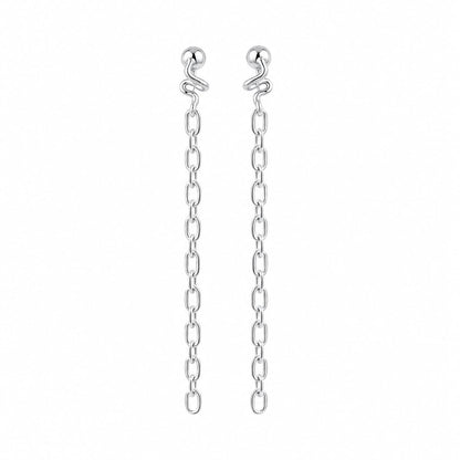 Warm Fortune 18K White Gold Plated Long Chain Dangle Earrings for Women