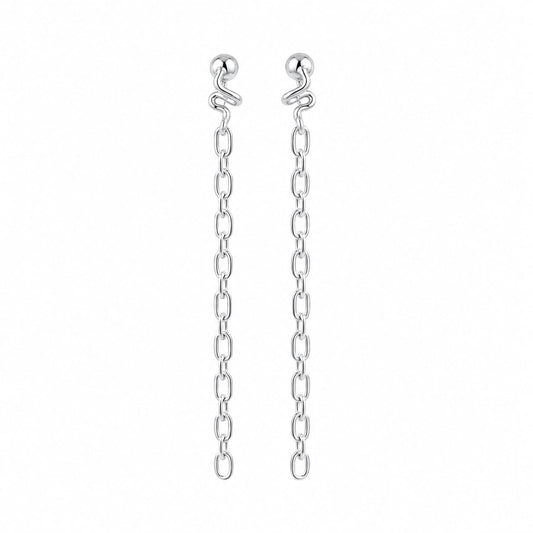 Warm Fortune 18K White Gold Plated Long Chain Dangle Earrings for Women