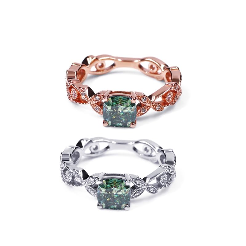 Warm Fortune Moissanite Engagement Ring for Women, Petite Twisted Vine Elegance, 0.5/1.0ct DE VVS, 18K White Gold Plated Anniversary & Promise Ring, Gift for Her, Size 6.5