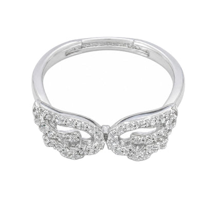 Warm Fortune Bowknot Pave Promise Ring for Her - 18K Gold Plated Cubic Zirconia, Stackable Gift Valentine's Day, Fashion & Daily Elegant Wear,Adjustable