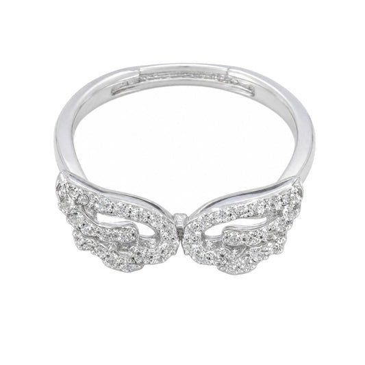 Warm Fortune Bowknot Pave Promise Ring for Her - 18K Gold Plated Cubic Zirconia, Stackable Gift Valentine's Day, Fashion & Daily Elegant Wear,Adjustable