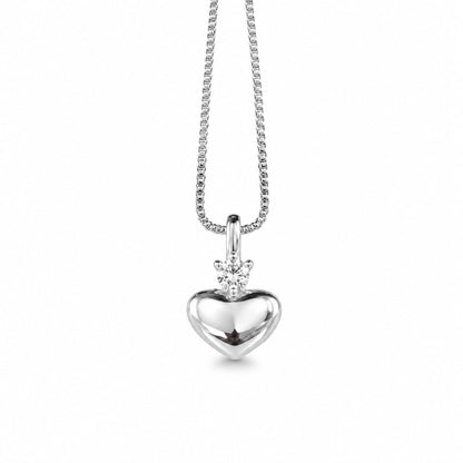 Warm Fortune 18K White Gold Plated CZ Polished Heart Pendant Necklace