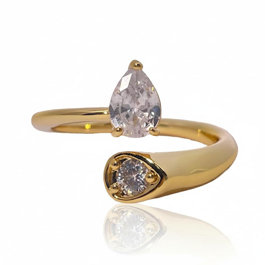 Warm Fortune Marquise & Round Promise Ring for Her - 18K Gold Plated Cubic Zirconia,Stackable Gift Valentine's Day, Fashion & Daily Elegant Wear,Adjustable