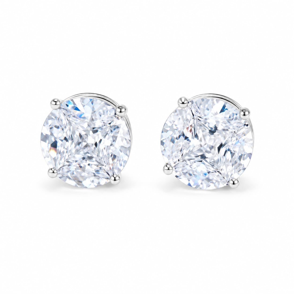 Warm Fortune 18K White Gold Plated Cushion Cut CZ Stud Earrings