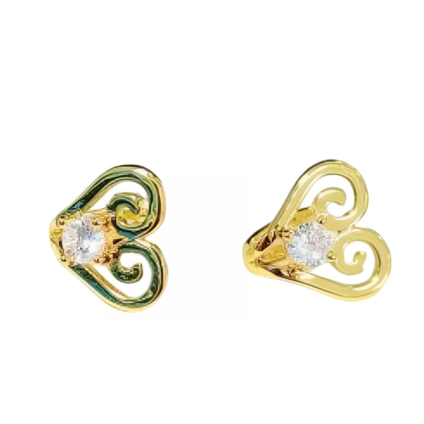 Warm Fortune Cubic Zirconia Stud Earrings for Women, Gold Plated,Gift for Her,Hypoallergenic