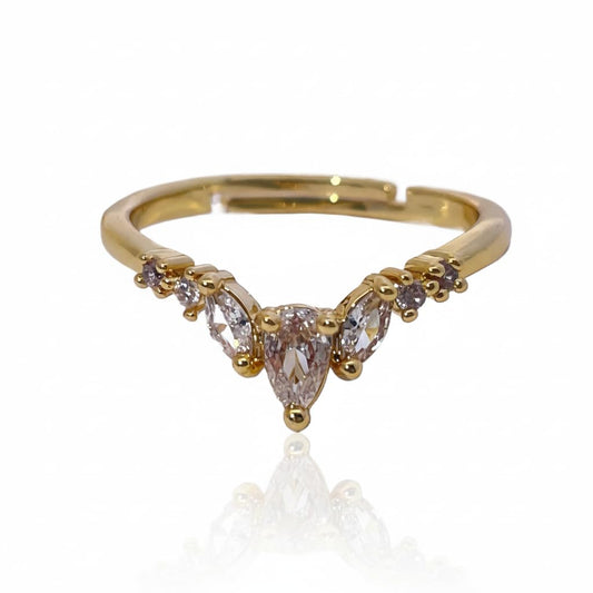 Warm Fortune Cubic Zirconia Promise Rings for Women,18K Gold Plated Anniversary Ring,Wedding Bands Rings for Women,Adjustable