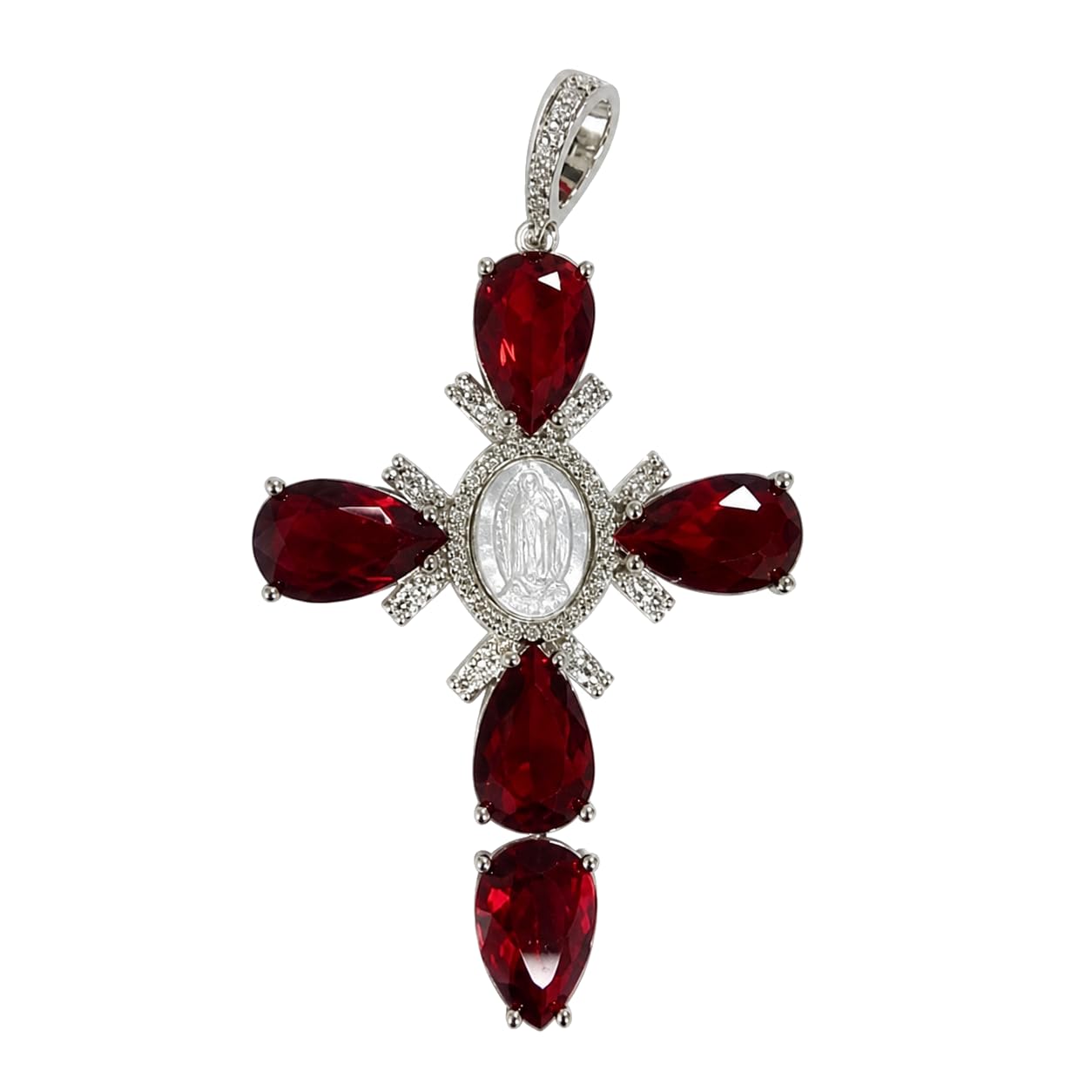 Warm Fortune Virgin Mary Cross Pendant Necklace for Women: 18K Gold Plated, Adjustable Chain (18"+2") with Sparkling CZ | A Dazzling Statement for Glamorous Events