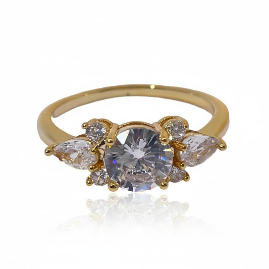 Warm Fortune Cubic Zirconia Engagement Ring for Women,18K Gold Plated Anniversary Ring,Gift for Her Promise Ring