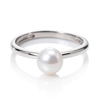 Warm Fortune Single Pearl Promise Ring for Her - 18K Gold Plated, Stackable Gift Valentine's Day, Fashion & Daily Elegant Wear, Adjustable