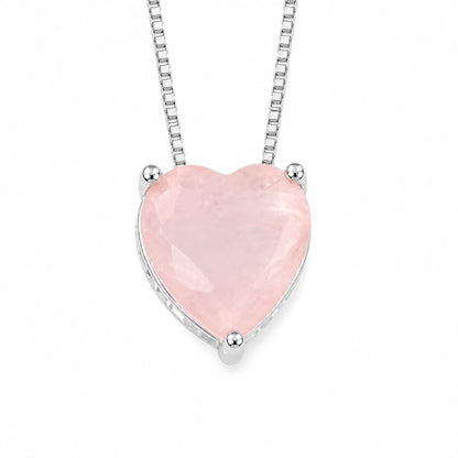 Warm Fortune Heart Solitaire Pendant Necklace for Women, 18K White Gold Plated Brass, Green Pink or Blue CZ, 18 Inch Chain, Color Variation Options