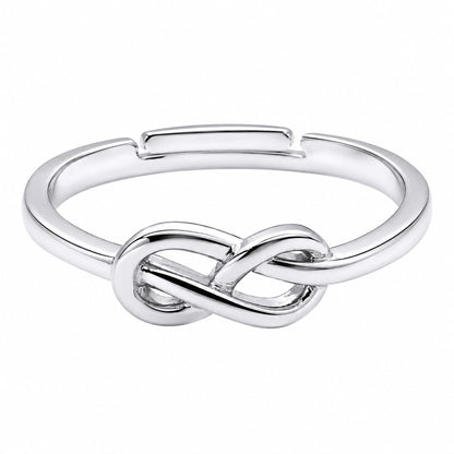 Warm Fortune Interlocking Knot Open Cuff Statement Ring for Women, 18K White Gold Plated Smooth Minimalist Stackable Fashion Jewelry