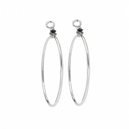 Warm Fortune 18K White Gold Plated Minimalist Oval Hoop Drop Earrings
