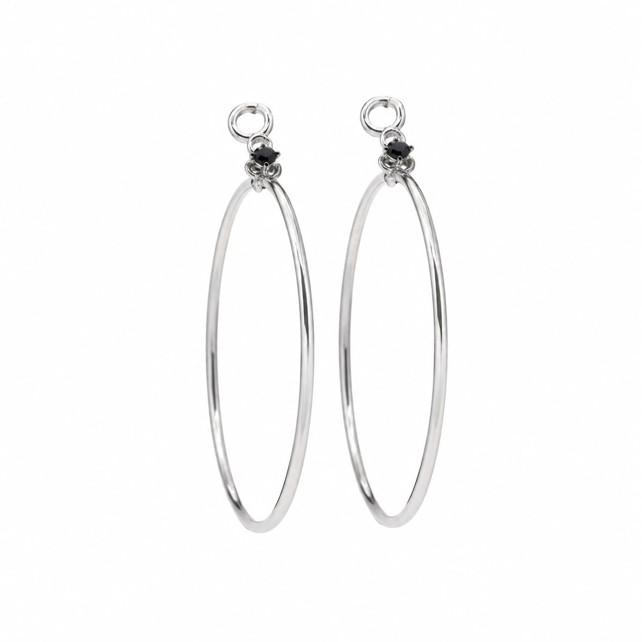Warm Fortune 18K White Gold Plated Open Oval CZ Dangle Earrings