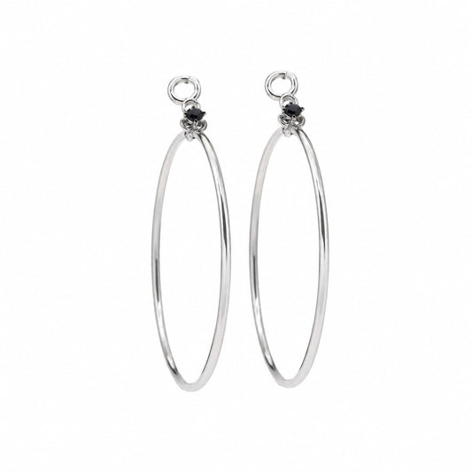 Warm Fortune 18K White Gold Plated Open Oval CZ Dangle Earrings