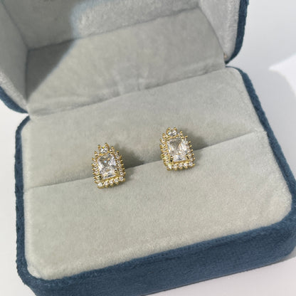 Warm Fortune Cubic Zirconia Stud Earrings for Women, 925 Sterling Silver with 18K Gold Plated Hypoallergenic