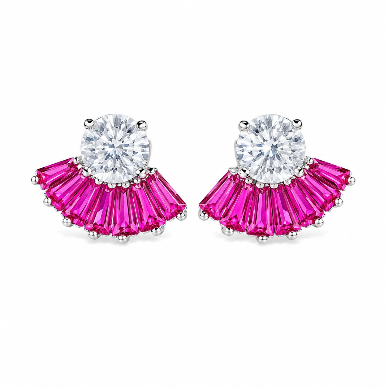 Warm Fortune 18K White Gold Plated CZ Cross Stud Earrings for Women