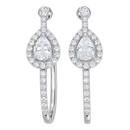 Warm Fortune 18K Gold Plated Teardrop Halo Cubic Zirconia Hoop Earrings for Women Hypoallergenic - Valentine's Day, Mother's Day, Birthday Gift for Her