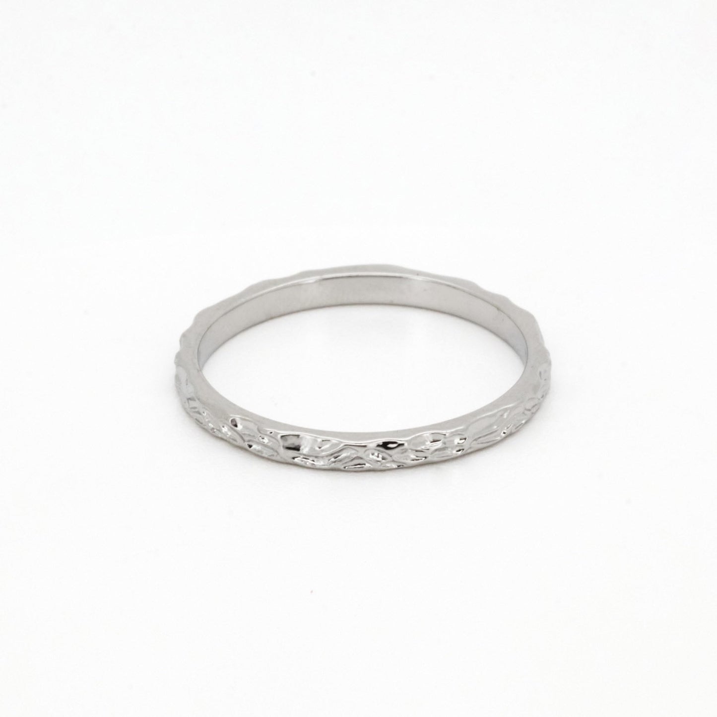 Warm Fortune 18K Gold Plated Hammered Band Rings for Women, Dainty Plain Stackable Wedding Promise Band Ring, Size 6-8