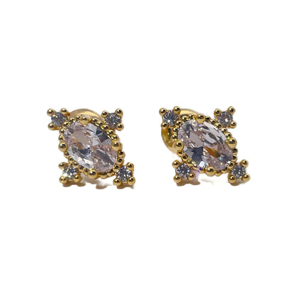 Warm Fortune Cubic Zirconia Stud Earrings for Women, Gold Plated,Gift for Her,Hypoallergenic