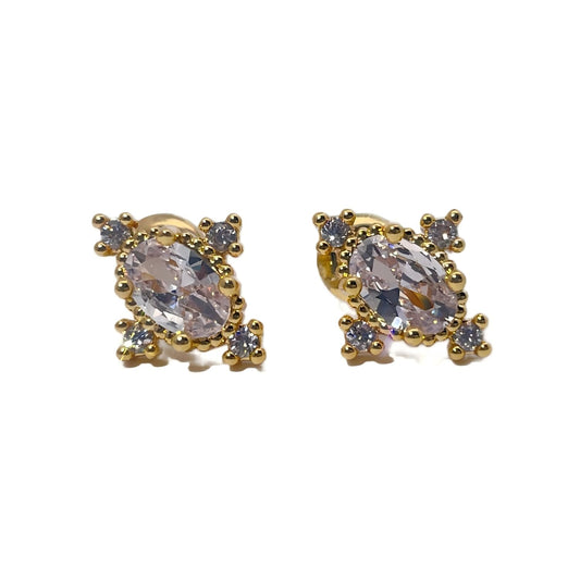 Warm Fortune Cubic Zirconia Stud Earrings for Women, Gold Plated,Gift for Her,Hypoallergenic