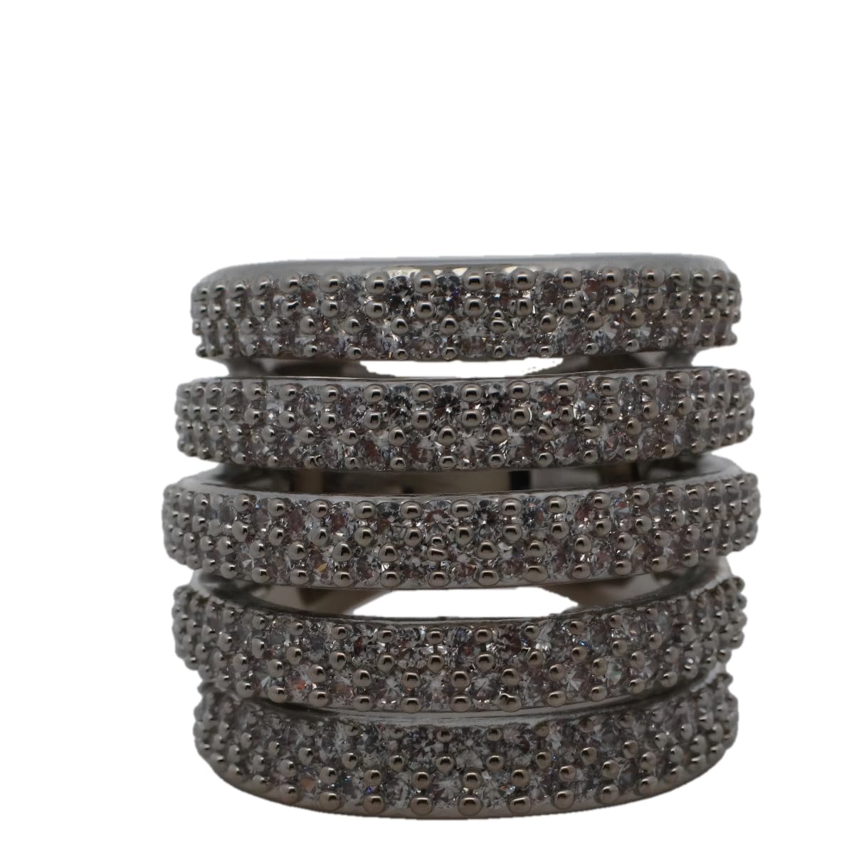 Warm Fortune Gold Plated Cubic Zirconia Band Ring, Hip Hop Street Style For Man or Women Fashion Jewelry