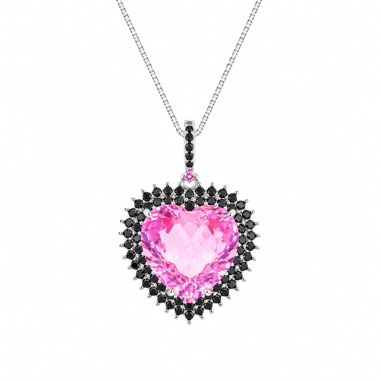 Warm Fortune Heart Halo Pendant Necklace for Women, 18K Gold Plated with Sparkling CZ