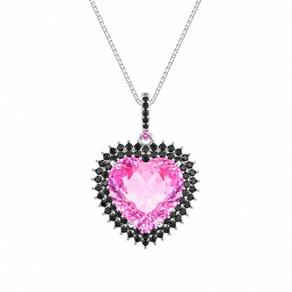 Warm Fortune Heart Halo Pendant Necklace for Women, 18K Gold Plated with Sparkling CZ