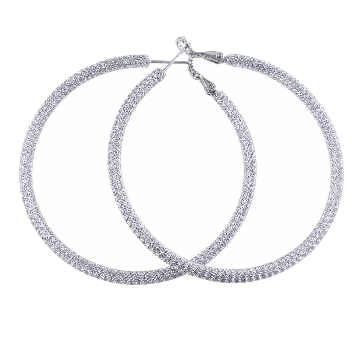 Warm Fortune 18K Gold Plated Round Pave Cubic Zirconia Hoop Earrings for Women Hypoallergenic - Valentine's Day, Mother's Day, Birthday Gift for Her