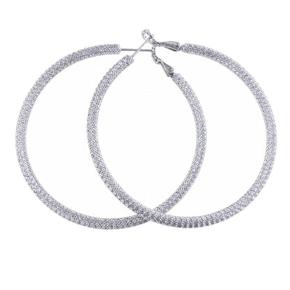 Warm Fortune 18K Gold Plated Round Pave Cubic Zirconia Hoop Earrings for Women Hypoallergenic - Valentine's Day, Mother's Day, Birthday Gift for Her