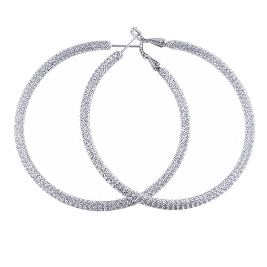 Warm Fortune 18K Gold Plated Round Pave Cubic Zirconia Hoop Earrings for Women Hypoallergenic - Valentine's Day, Mother's Day, Birthday Gift for Her