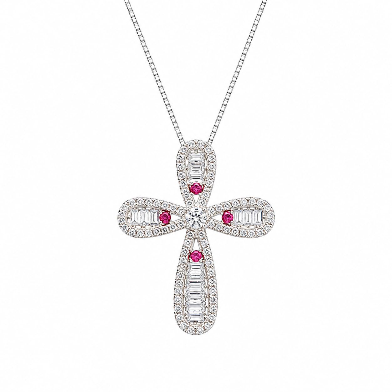 Warm Fortune Cross Pendant Necklace for Women, 18K Gold Plated with Sparkling CZ