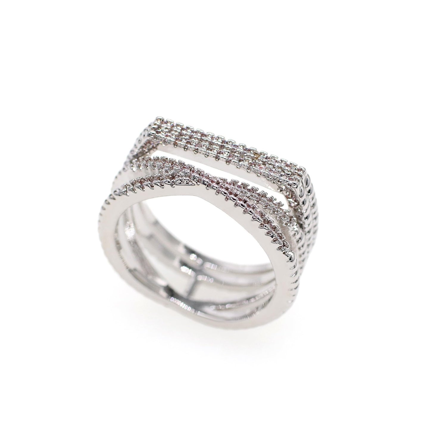 Warm Fortune Crisscross Band Ring - 18K Gold Plated Cubic Zirconia Stackable Gift for Women, Daily Fashion Wear & Casual Accessory, Trendy Street Wear, Size 6-8