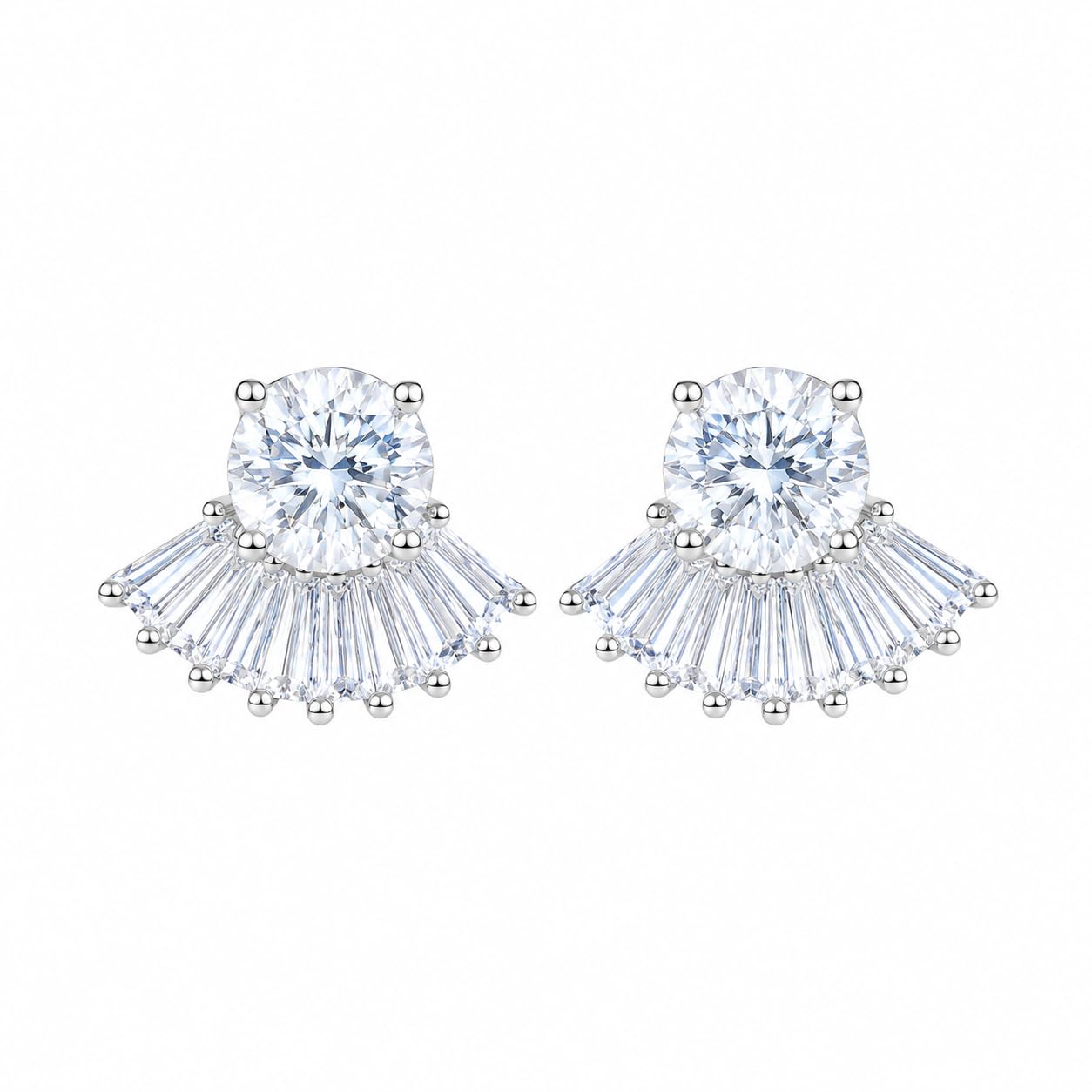 Warm Fortune 18K White Gold Plated CZ Cross Stud Earrings for Women
