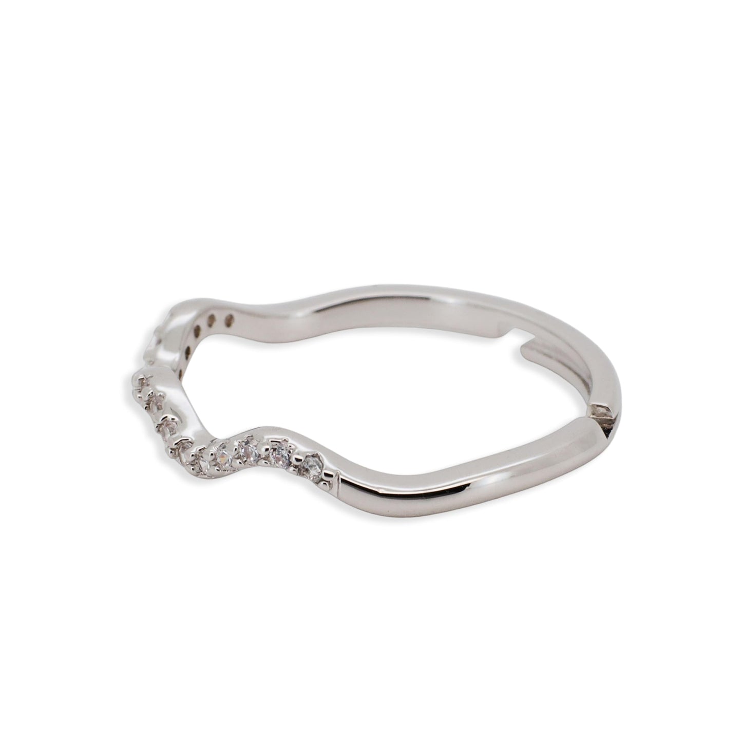 Warm Fortune Wavy Round Eternity Ring for Her - 18K Gold Plated Cubic Zirconia, Anniversary & Valentine's Day Gift, Timeless Promise & Wedding Jewelry,Adjustable