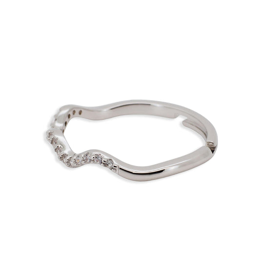 Warm Fortune Wavy Round Eternity Ring for Her - 18K Gold Plated Cubic Zirconia, Anniversary & Valentine's Day Gift, Timeless Promise & Wedding Jewelry,Adjustable
