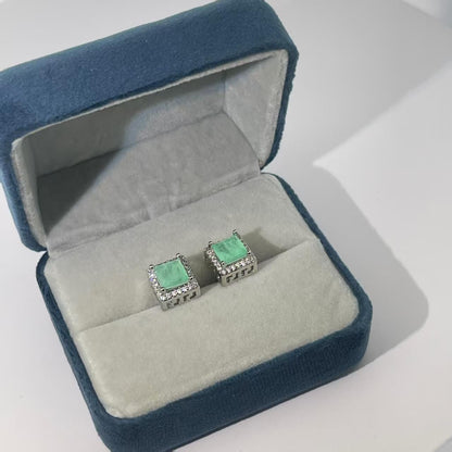 Warm Fortune 18K Gold Plated Square Cubic Zirconia Stud Earrings for Women Hypoallergenic - Valentine's Day, Mother's Day, Birthday Gift for Her