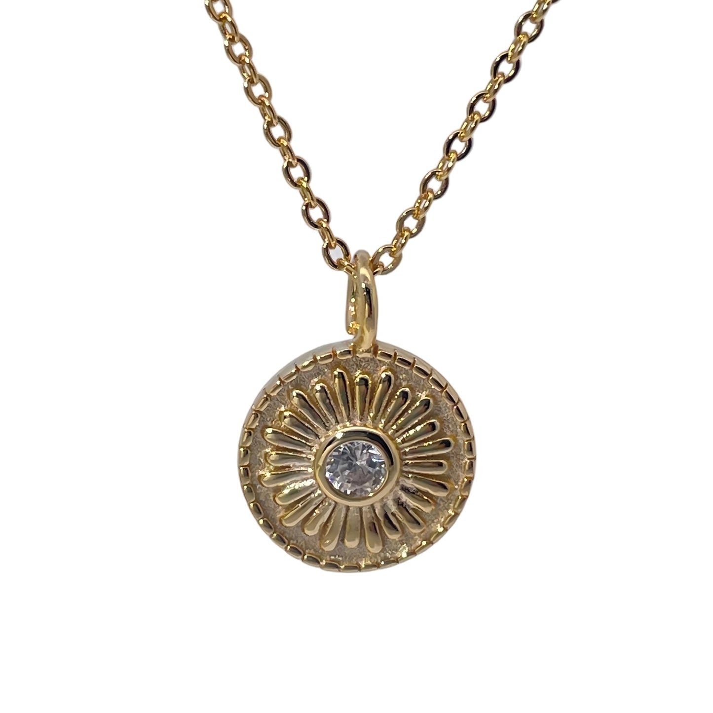 Warm Fortune Cubic Zirconia Pendant Necklace for Women,18K Gold Plated Sterling Silver, 18 inch + 2inch Chain