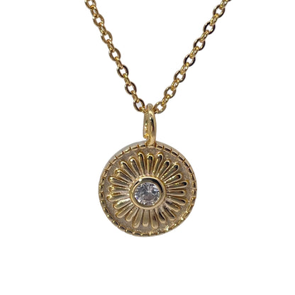 Warm Fortune Cubic Zirconia Pendant Necklace for Women,18K Gold Plated Sterling Silver, 18 inch + 2inch Chain