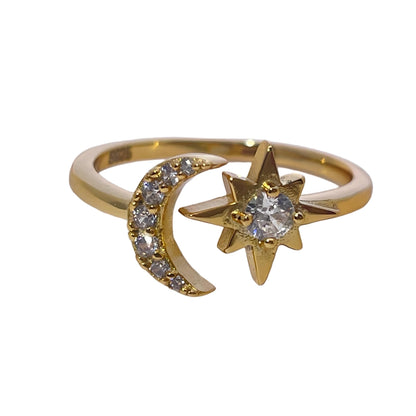 Warm Fortune Engagement Ring for Women,925 Sterling Silver with 18K Gold Plated Anniversary Ring,Gift for Her Promise Ring,Adjustable