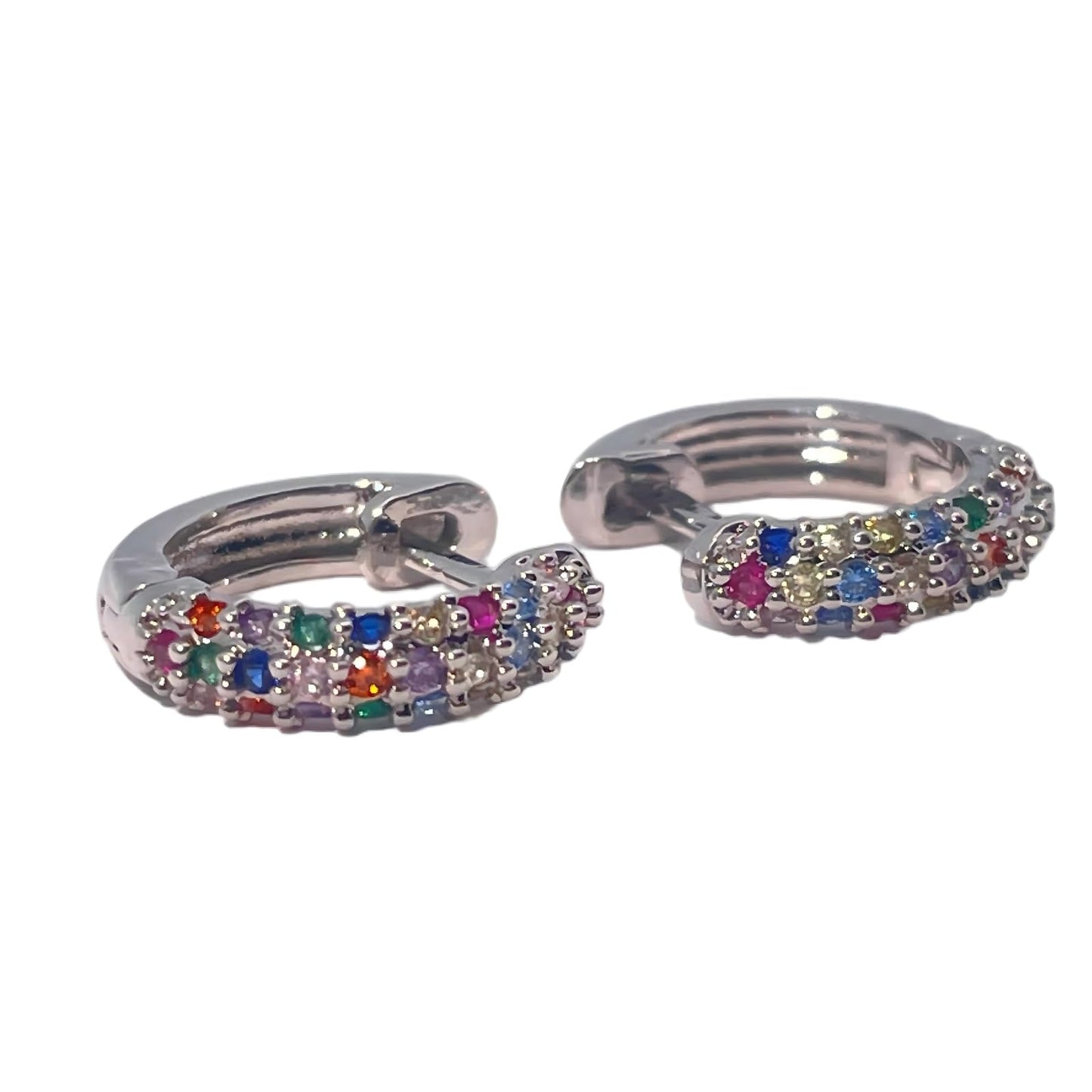 Warm Fortune 18K Gold Plated Multi-Color Square Shape Cubic Zirconia Hoop Earrings for Women Hypoallergenic - Valentine's Day, Mother's Day, Birthday Gift for Her