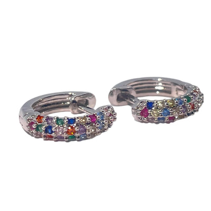 Warm Fortune 18K Gold Plated Multi-Color Square Shape Cubic Zirconia Hoop Earrings for Women Hypoallergenic - Valentine's Day, Mother's Day, Birthday Gift for Her